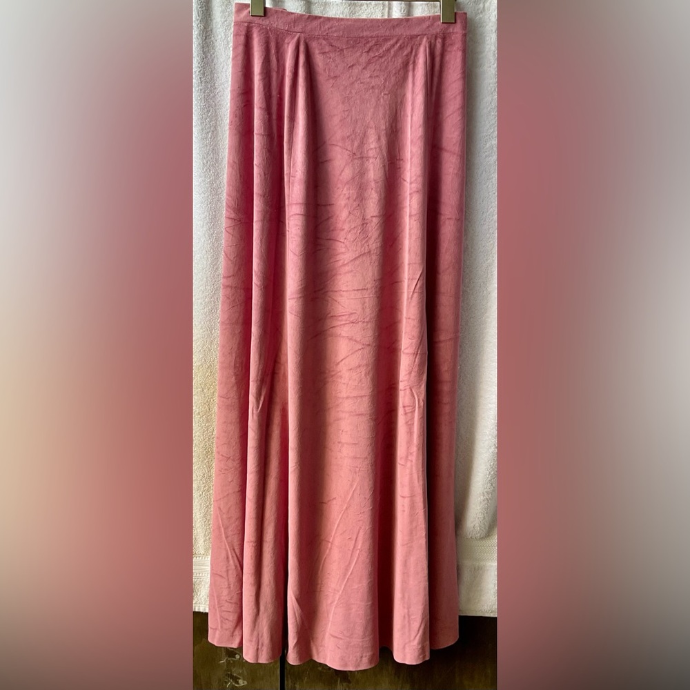 Charm of Hollywood Pink Pleated A-Line Maxi Skirt for Casual Wear